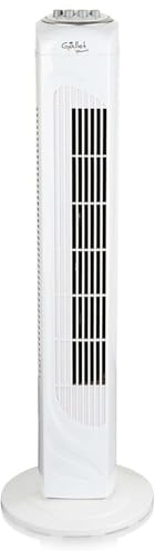 BURI Turmventilator | 74cm Höhe | 3 Geschwindigkeiten | Leise 54dB | Timer 120 Min | Oscillation | Weiß | Kompakt & leistungsstark | Für Wohnung, Büro & Ferienhaus
