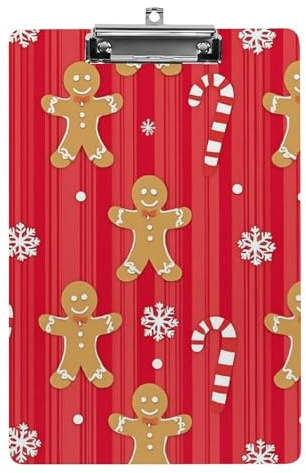 Joli presse-papiers en acrylique standard format A4, fournitures de bureau, accessoires de Noël, biscuits en pain d'épice rouges, cannes de bonbon