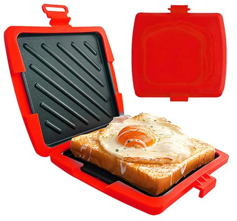ETUCYNG Presse à sandwich | Machine antiadhésive sans alimentation nécessaire – Grille- à micro-ondes | Pour petit déjeuner, collations, toastie, fête, voyage, maison, appartement, dortoir