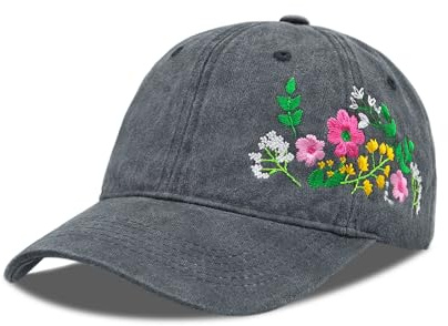 GNOLONG Fiore Cappello per Le Donne Ricamato Elegante Fiore Floreale Berretto da Baseball, Regali per Gli Amanti dei Fiori