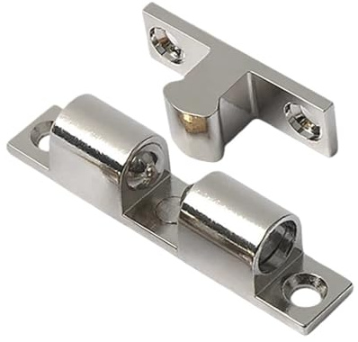 Doppelrollenverschluss Möbeltür-Kugelriegel, Doppelrollenfeder, Kugelfangriegel, Schranktür, verstellbarer Spannungsriegel(Silver-(60mm),1PC)