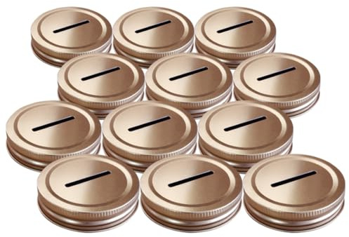 Milisten 12pcs 70mm Mason Jar Tinplate Coin Slot Lids Leakproof Mason Can Sealing Covers for Money Saving and Storage Jars