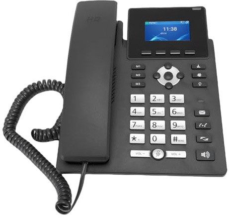 Ejoyous Företags IP-bordstelefon, 2,4 Tum Färg LCD 2-linjers SIP | IP VoIP-telefon med dubbla portar, gigabit brusreducering, för telekommunikation för småföretag.