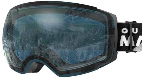OutdoorMaster PRO Skibrille, OTG Schneebrille mit Wechselglas | Rahmenlose magnetische Skibrille für Damen und Herren mit Schnellwechsel, Anti-Beschlag, OTG, 100% UV400 und Etui.