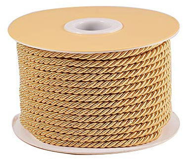 PH PandaHall 65ft 3mm Nylon Threads Braided Trim Rope Twisted Cord for Curtain Tieback Gift Bags Rope Handles Handbags Handles and DIY Craft Making, Light Khaki