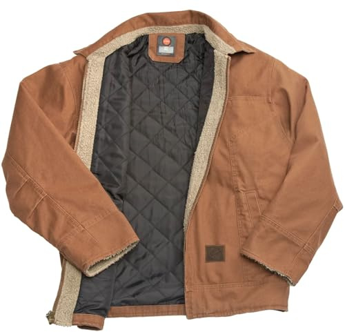 Flight Outfitters Men's Bush Pilot Rugged Weather-Resistant Outdoor Full Zip Bomber Jacket w/Quilted Lining & Sherpa Accents, Tan, Medium