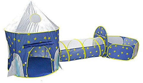 Kids Play Tent and Tunnel 3 in 1 Pop Up Tent Toddlers Crawl Tunnel Playhouse Ball Pit Folding Tent with Zipper Storage Bag Baby Toy Gifts for Children Girls Boys Indoor and Outdoor Use(Space world)