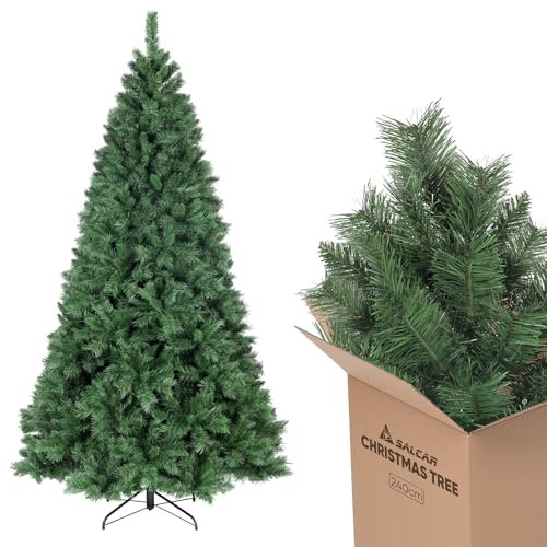 SALCAR Weihnachtsbaum Künstlich 240 cm, Künstlicher Tannenbaum mit Handschuhen und Metallständer, Christbaum als Weihnachtsdeko Innen
