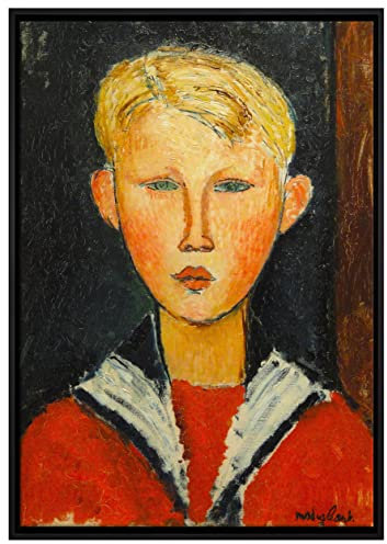 Pixxprint Amedeo Modigliani - Der Junge mit den blauen Augen Leinwandbild 80x60 cm im Bilderahmen, Wandbild, Schattenfugenrahmen, Kein Poster