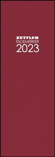 Tagevormerkbuch rot 2023 - Bürokalender 10,4x29,6 cm - 2 Tage auf 1 Seite - Einband mit Leinenstruktur - mit Eckperforation und Leseband - 801-0011