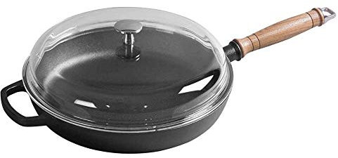 PURRL Sartén de hierro fundido con tapa de vidrio templado Juego de sartén de hierro fundido mediano con tapa little surprise