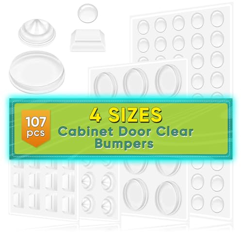 4 Sizes Clear Rubber Feet Adhesive Bumper Buffer Door Pad Stopper for Noise | 107 Pcs Soft Adhesive Feet Rubber Buffer NonSlip Pad for Furniture Cabinet Drawer Glass Cupboard Picture Frame Cutting Board