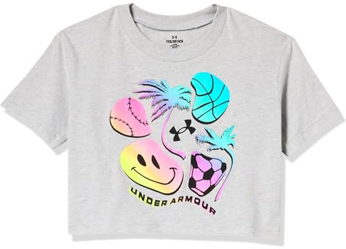 Under Armour Palm Sport Short Sleeve T Shirt Camiseta, (011) Mod Gray Light Heather/Negro, M para Niñas