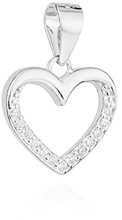 NKlaus Kettenanhänger Herz 925 Silber rhodiniert 12x12mm mit Zirkonia weiß Amulett 11858