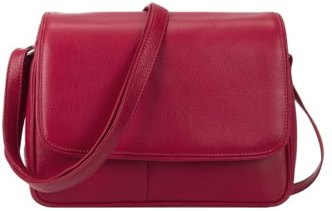 Handtasche Damen Leder mittel klein Lederhandtasche Schultertasche Frauen Damentasche Echtleder weich Alessandro Florenz 12975 Auswahl + Schlüsselmäppchen (Bordeaux Love (rot))