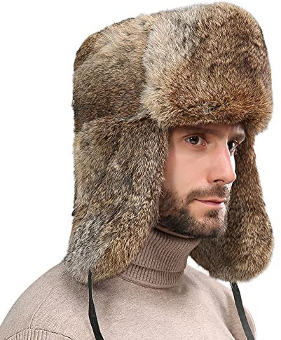 XINCHI Winterhut Herren Fliegermütze Super Dick Wintermütze Kunst Fuchs Pilotenmütze Winddicht Wintermütze Ohrenschützer Russenmütze Weich Fellmütze Flauschige Russische Mütze