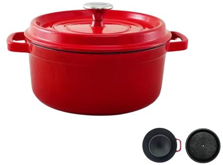 Cocotte ovale en fonte avec couvercle, anti-adhésif, résistante au four, bonne étanchéité, légère, pour toutes sources de chaleur (20 cm à 2,6 l)