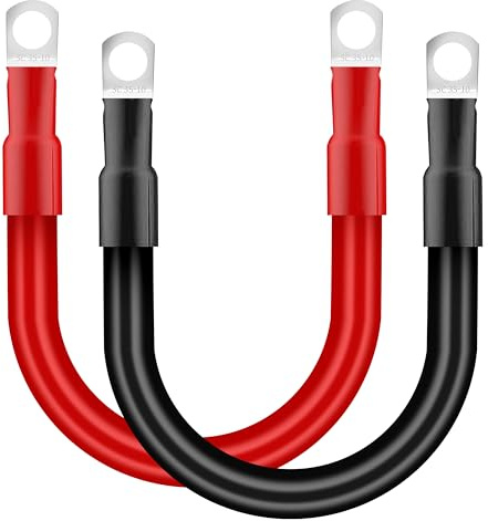 QIMEI-SHOP Cable Batterie Voiture 35mm² 30cm Câble Onduleur de Batterie 2AWG 12V Câble de Batterie avec M10 Cosses à œillets pour Camion Auto Moto Marine Solaire Rouge et Noir 2 Pièces