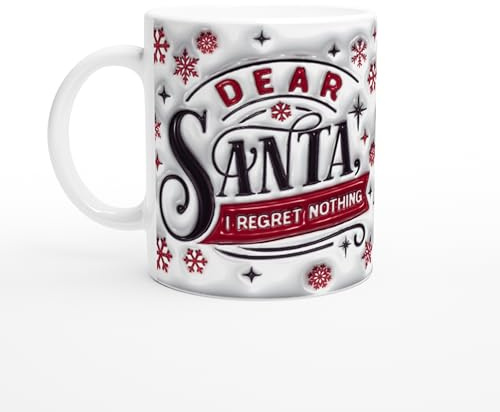 Weihnachten Tasse 3D Effekt Illusion, Weihnachtstasse, Kaffeetasse Weihnachten, Kaffeebecher I spülmaschinenfest mikrowellenfest, 325 ml (Dear Santa)