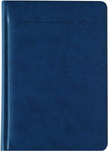 Zettler - Buchkalender Tucson 2025 blau, 15x21cm, Taschenkalender mit 416 Seiten mit 1 Tag auf 1 Seite, Adressteil, Notizbereich, Monatsübersicht, Mondphasen und internationales Kalendarium