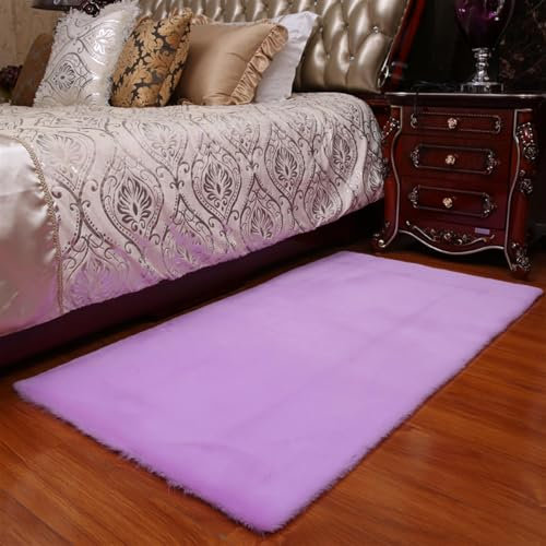 ZWPILY Hochflor Teppich, Einfarbig, Flauschiger Langflor Teppich, Shaggy Flokati, Rechteckig, Pflegeleicht, Wohnzimmerteppich - Fellteppich - Modern Kunstfell Carpet für Schlafzimmer,Lila,200x250 cm