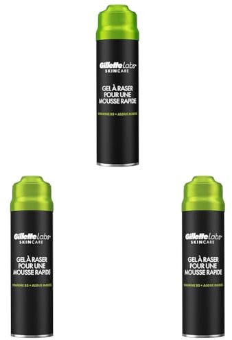 GilletteLabs Gel À Raser Pour une Mousse Rapide, Par Gillette, Gel À Raser Pour Homme, 198ml (Lot de 3)