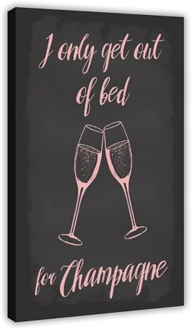 Póster de lienzo para cama, diseño de prosecco, color champán, decoración de habitación, marco de regalo: 30 x 45 cm