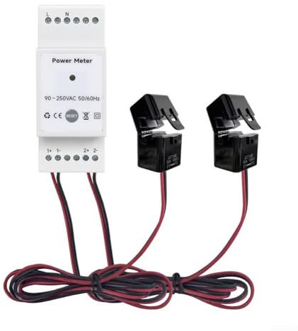 Intelligentes Energiemessgerät mit 2 CT für WLAN, für Tuya-Energiezähler für Solaranlage, einphasiger Verbrauchsmonitor (120 A)