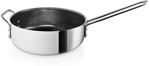 Eva Trio | Stainless Steel Sauteuse 24 cm keramischer Slip-Let®-Antihaftbeschichtung |Besonders geeignet für schnelle Gerichte wie indische oder thailändische Eintopfgerichte | Polished Steel