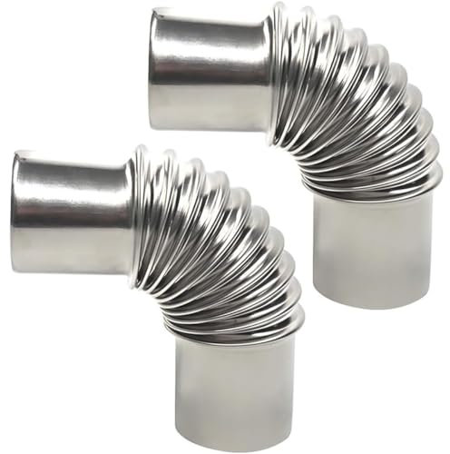 90°-Rohrbogen Ø 90 mm Edelstahl-Abgasrohr, 2 Stück Edelstahl-Kamin-Gewindebogen 3,5-Zoll-Ofenrohrbogen hitzebeständiges Rauchrohr, Verlängerungs-Kaminrohre