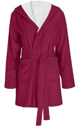 Langer Damen-Bademantel aus Plüsch-Fleece, weicher Gürtel, volle Länge, gemütlicher Winter-Bademantel, dicker warmer Lounge-Bademantel für Damen, perfekter ultraweicher Wintermantel, wein, 48