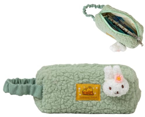 CATOR Mäppchen, Federmäppchen aus Plüsch für Mädchen Teenager, Federtasche Stiftetasche Stiftemappe Pencil Case Schulmäppchen für Schule, Büro(Grün)