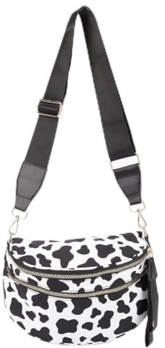 Generisch Bauchtasche Damen Groß Schwarz Checkered Crossbody Bag UmhäNgetasche Breiter Gurt GüRteltasche Damen Shoulder Bag Women Crossbag