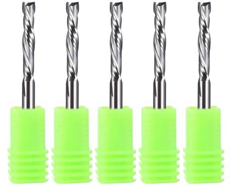 fresa de metal duro fresa de punta, 5 unids/set brocas for ranuradora en espiral fresadora CNC, vástago 3.175, 2 flautas, corte hacia arriba y hacia abajo, fresa de carburo en espiral, cortadores de h