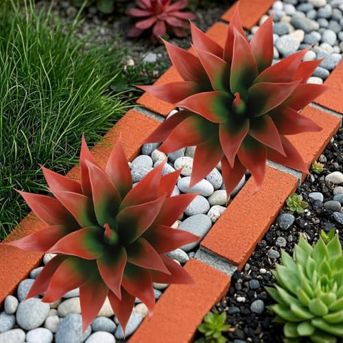 XYLENCO 2Pcs Artificial Agave Plants,UV Resistant Fake Agave Plants Decoration,Fake Green Plants Decoration for Home Office,Bathroom,Bedroom,Kitchen,Farmhouse Bookshelf