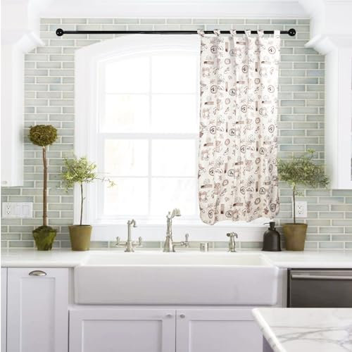 various Cortina Cocina de Estilo Café 140 x 145cm,Tela Opaca Máxima Privacidad para Comedor,50% Algodón 50% Poliester 1 Paneles