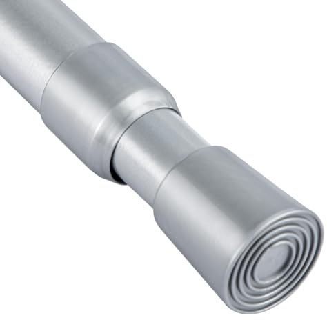 CROWNSHOP 55-90cm Shower Curtain Pole Extendable Curtain Poles, Tension Curtain Rod, Adjustable No-Drill Shower Rail, Telescopic Pole for Net and Voile (Grey, 55-90cm)