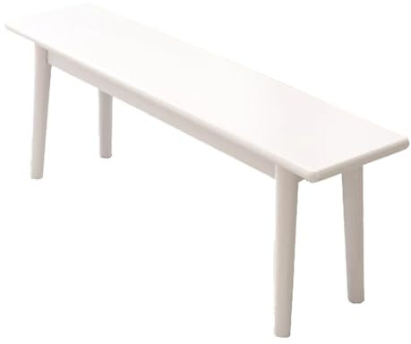 Massivholz-Esszimmerbank für Wohnzimmer, Schlafzimmer, Flur, weiße Holzbank für drinnen und draußen, 160 cm