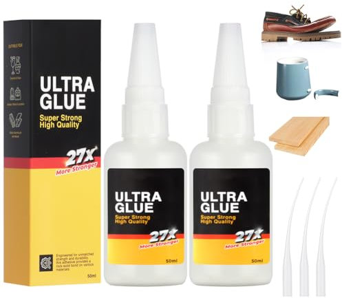 Flintronic 50g Sekundenkleber Extra Stark, Superkleber Wasserfest, Dickflüssiger-superkleber, Hochfester Ölkleber, Universal Verwendbar Kleben von Plastik, Kunststoff, Glas, Holz, Metall uvm.（2PC）