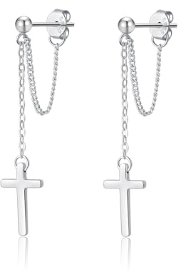 SLUYNZ 925 Sterling Silber Kreuz kette Ohrringe für Damen Mädchen Minimalistische Hängend Ohrringe Ohrhänger