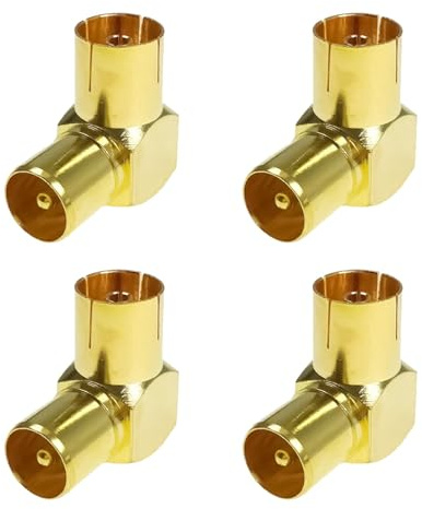 4 Stück 90° Grad Winkel Adapter, 90-Grad Koax Stecker, für TV, Kabelfernsehen, DVB-T, DVB-T2 HD, Radio, Bidirektional Kompatibel Antennenkabel Adapter mit IEC Männlich & Weiblich für Wandmontage
