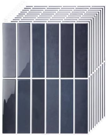 WoStick Blue Self Adhesive Wall Tiles, 3D Stick on Tiles Kitchen, Easy Clean Peel and Stick Wall Tile for Home Decor and Renovation, 28x22cm 10sheets