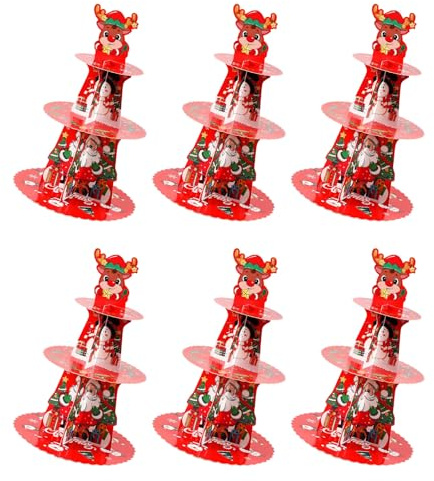 Guaber Ensemble De 6 Supports Gâteaux Soudons Noël Affichage du Rack Élégant Cupcake Présentation Stand Décoration Party Supplies Dessert