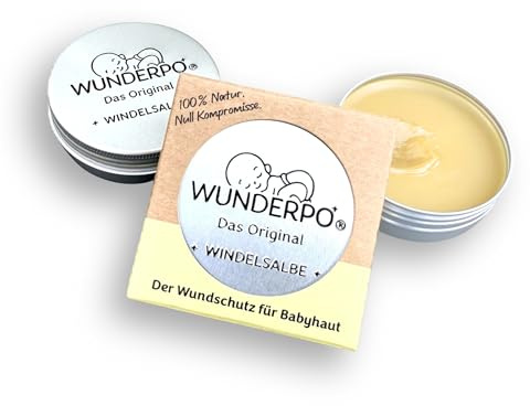 WUNDERPO® Das Original - Soforthilfe bei wundem Po & Windeldermatitis - Windelsalbe mit 100% Naturkraft, ohne Zink, ohne Wasser, 50 g