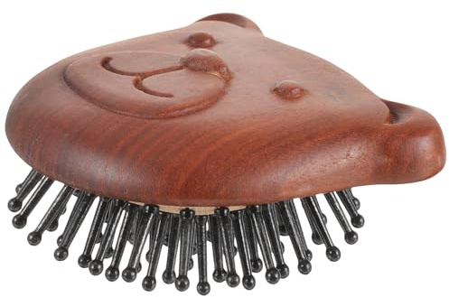 VILLFUL Holz Kopfhautmassagekamm mit Bärenmotiv Tragbare Haarbürste Zur Kopfhautmassage und Durchblutungsförderung Hautfreundlich und Langlebig