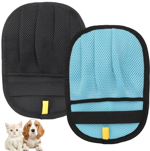 Fogbush Upgraded Pet Hair Remover Glove,2PCS Grooming Glove for Dog & Cat Clean Washable Reusable Furniture Pet Hair Remover Glove Car Seats Carpet（Black,Blue）