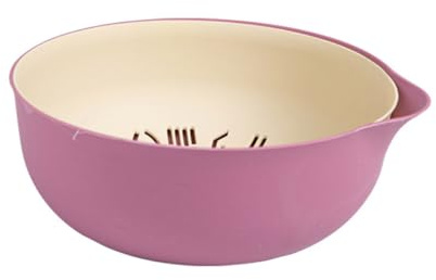Ciieeo Colador de Verduras y Frutas para Cocina, Cesta de Drenaje de Plástico Morado Tamaño Mediano, Filtro Doble Capa para Lavar y Escurrir, Adecuado para Uso Doméstico y Almacenamiento