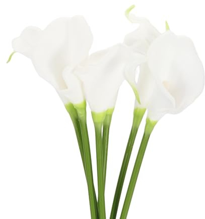 sourcing map 6 Pcs Artificial Calla Lily Fake Flowers, 13 Inch Real Touch Artificial Floral Fake Bouquet for Wedding Bride Shower Gift Home Decor DIY Crafts, White
