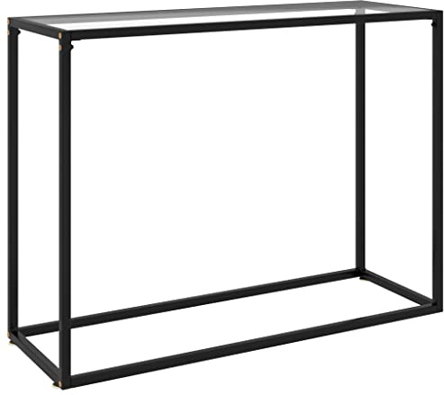 Tmriohed Konsolentisch Glas 100x35x75 cm - Moderner Beistelltisch aus Hartglas und stabilem Stahlgestell - Transparenter Flurtisch für Wohnzimmer und Eingangsbereich - Schmaler Ablagetisch
