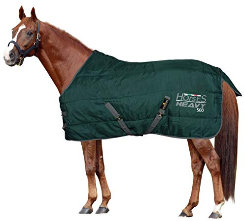 Horses, Chevaux Couverture d'hiver Heavy pour Cheval, Rembourrée, Douce et Confortable, Idéale pour Box, Bords en Nylon Renforcé (Vert, 162cm)